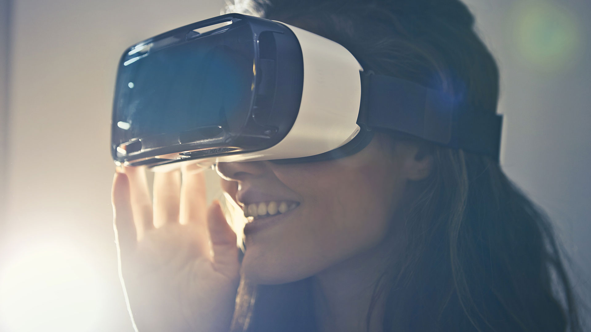 Participant wearing a virtual reality headset during an immersive learning activity.